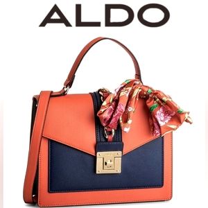 ALDO Envelope Foldover Flap Glenda Colorblock Scarf Chain Satchel Handbag NWT